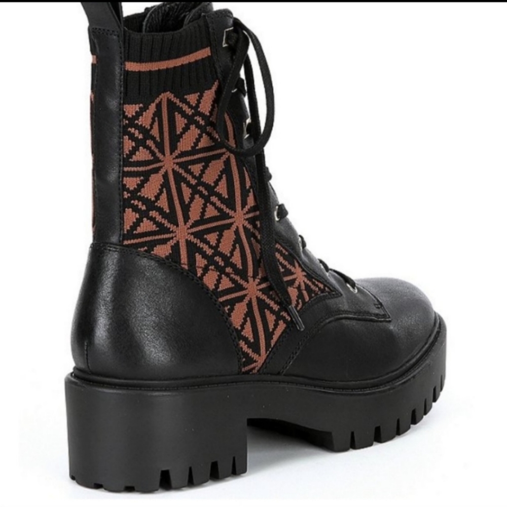 Antonio Melani 20th year anniversary combat leather hiking Lace boot lug Black 9 - Picture 2 of 6
